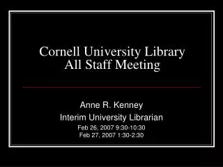 Cornell University Library All Staff Meeting