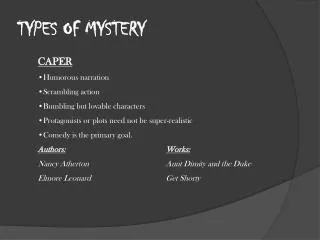 TYPES OF MYSTERY