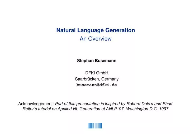 natural language generation an overview