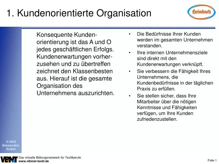 1 kundenorientierte organisation