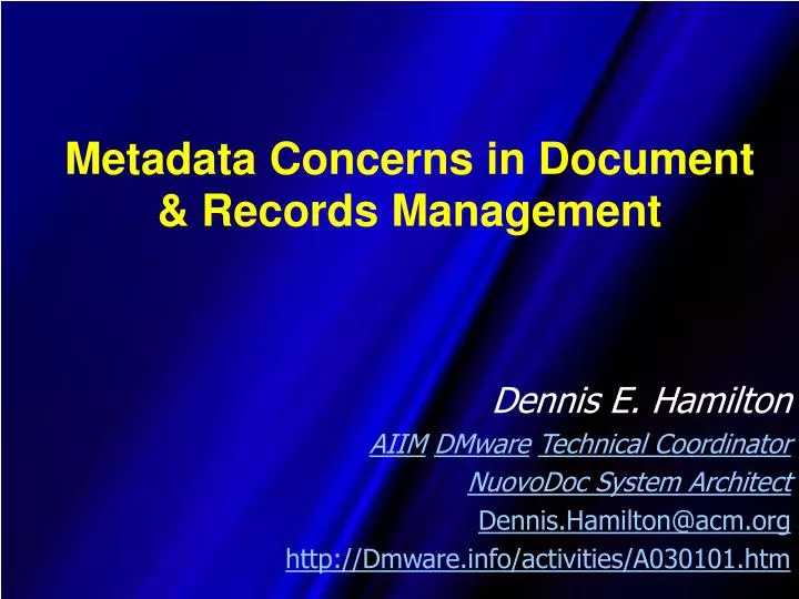 metadata concerns in document records management