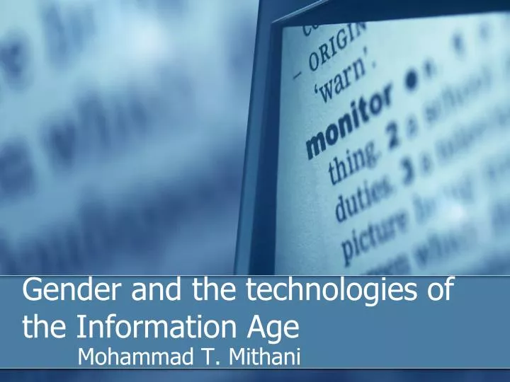 gender and the technologies of the information age