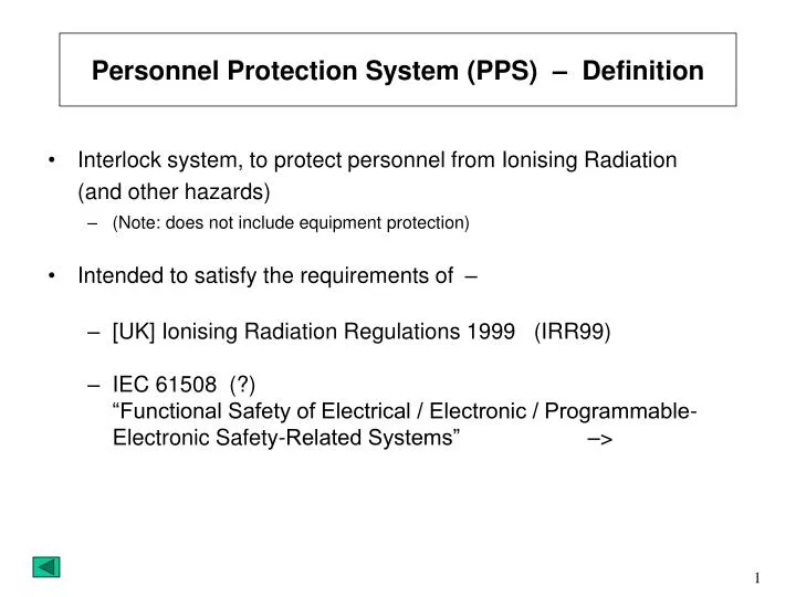 personnel protection system pps definition