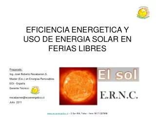 EFICIENCIA ENERGETICA Y USO DE ENERGIA SOLAR EN FERIAS LIBRES
