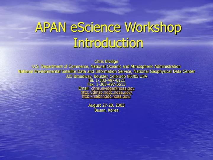 apan escience workshop introduction