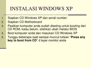 instalasi windows xp