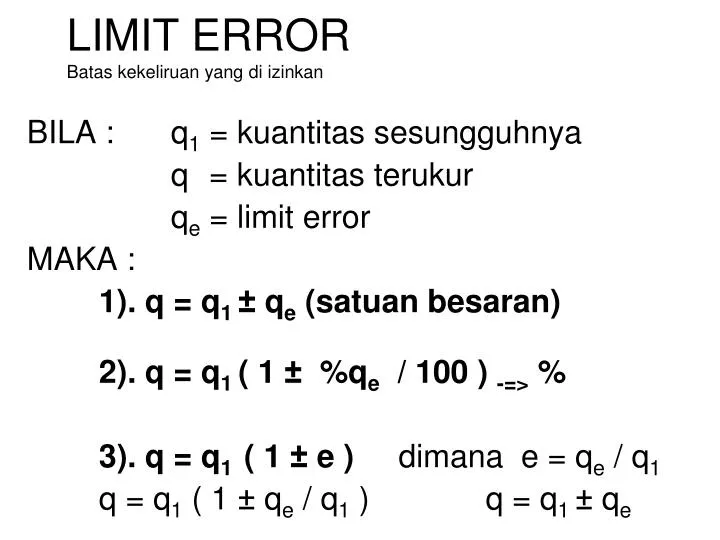 limit error batas kekeliruan yang di izinkan