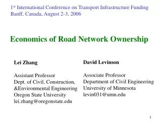 Economics of Road Network Ownership