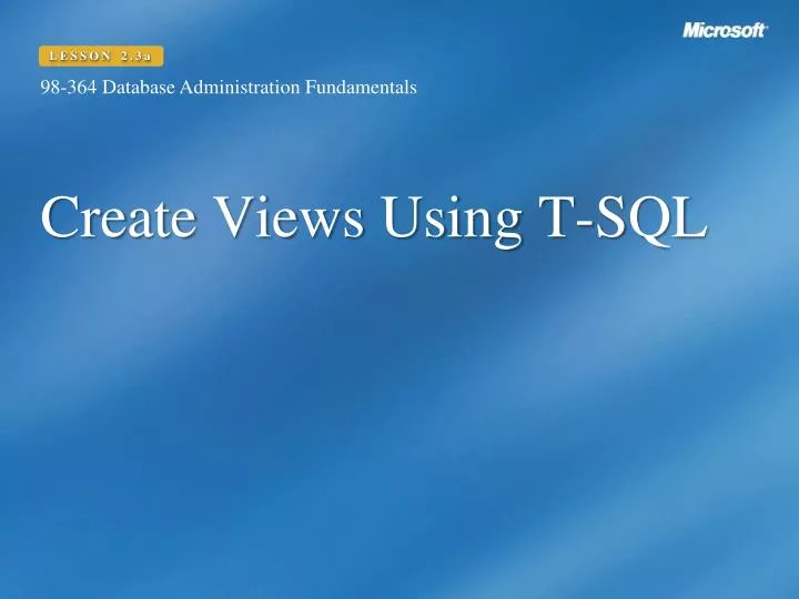 create views using t sql