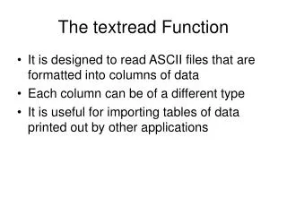 The textread Function