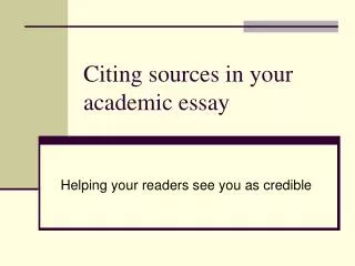 Citing sources in your academic essay