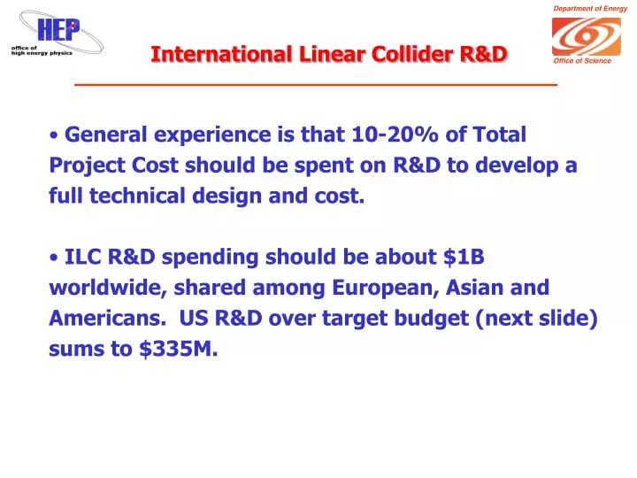 international linear collider r d