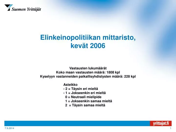 elinkeinopolitiikan mittaristo kev t 2006