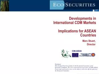 Developments in International CDM Markets Implications for ASEAN Countries