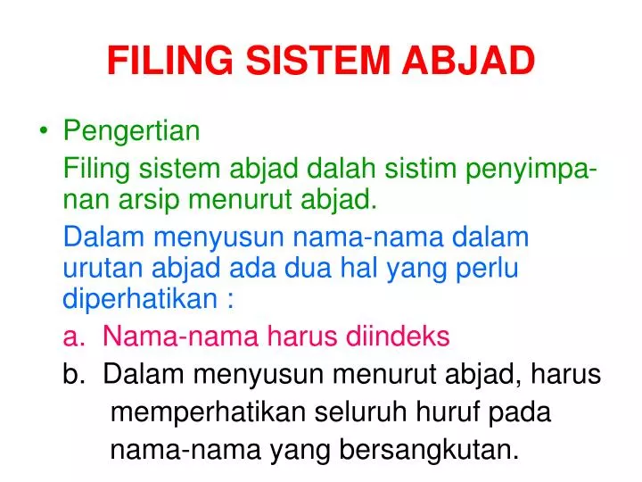 filing sistem abjad