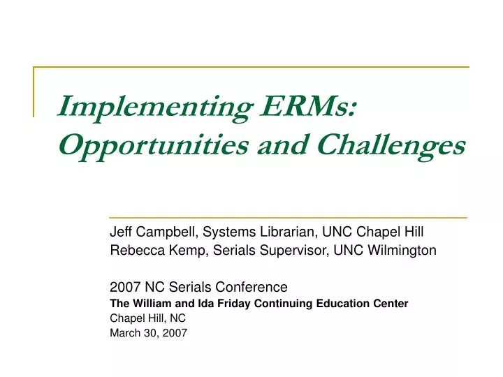 implementing erms opportunities and challenges