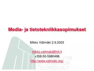 media ja tietotekniikkasopimukset