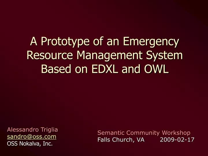 a prototype of an emergency resource management system based on edxl and owl