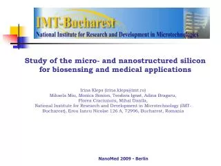 Study of the micro- and nanostructured silicon for bio sensing and medical applications
