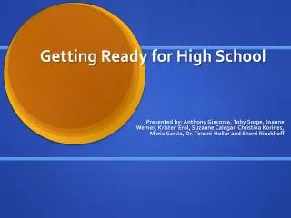 Getting Ready for High School