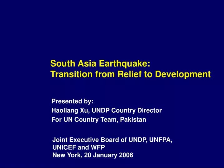 south asia earthquake transition from relief to development