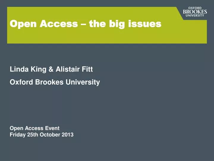 open access the big issues
