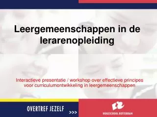 leergemeenschappen in de lerarenopleiding