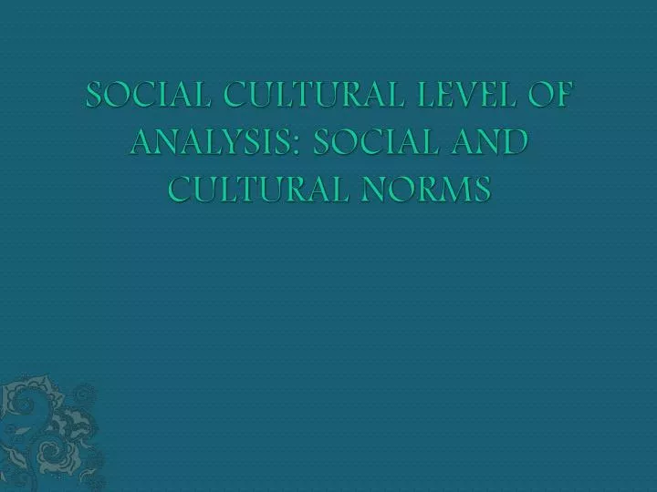 social cultural level of analysis social and cultural norms