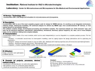 Contact: Dr. Carmen Moldovan, cmoldovan@imt.ro