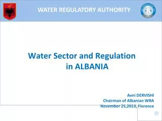 Water Sector and Regulation in ALBANIA