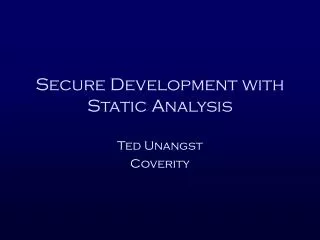 Secure Development with Static Analysis