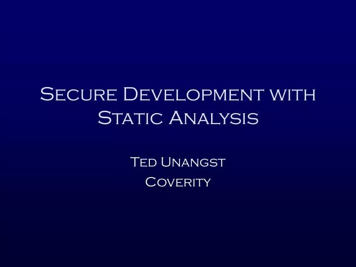 secure development with static analysis