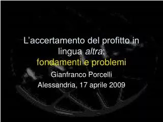 l accertamento del profitto in lingua altra fondamenti e problemi