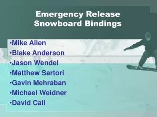 Emergency Release Snowboard Bindings