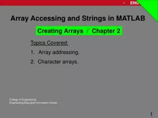 Array Accessing and Strings in MATLAB