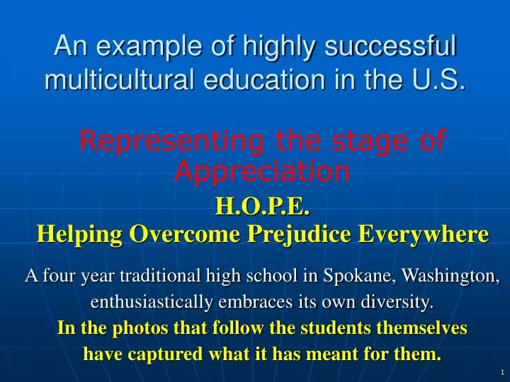 an example of highly successful multicultural education in the u s