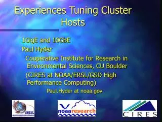 Experiences Tuning Cluster Hosts