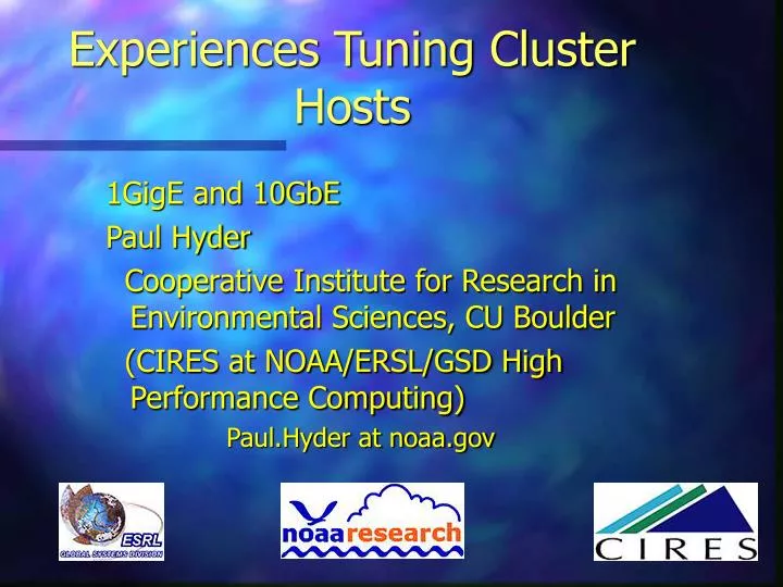 experiences tuning cluster hosts