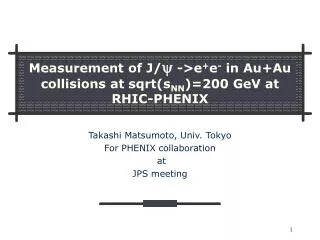 Measurement of J/ y -&gt;e + e - in Au+Au collisions at sqrt(s NN )=200 GeV at RHIC-PHENIX