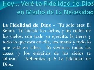 hoy ver la fidelidad de dios en medio de la necesidad