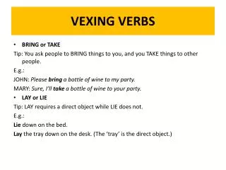 VEXING VERBS