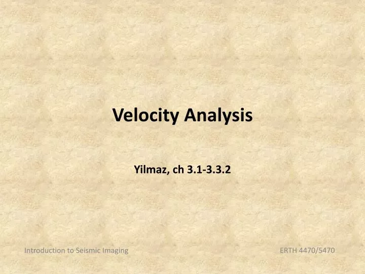velocity analysis