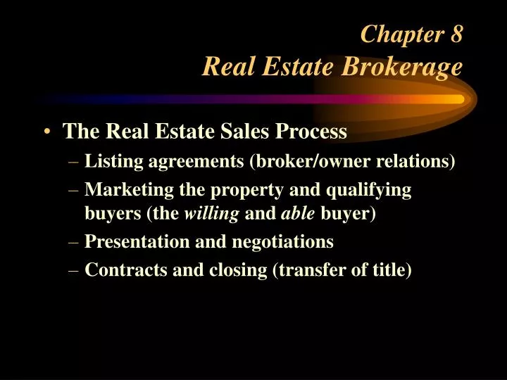chapter 8 real estate brokerage
