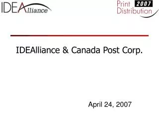 IDEAlliance &amp; Canada Post Corp.