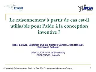le raisonnement partir de cas est il utilisable pour l aide la conception inventive