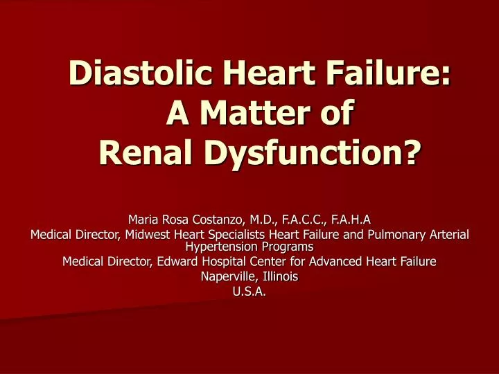 diastolic heart failure a matter of renal dysfunction