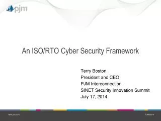 An ISO/RTO Cyber Security Framework