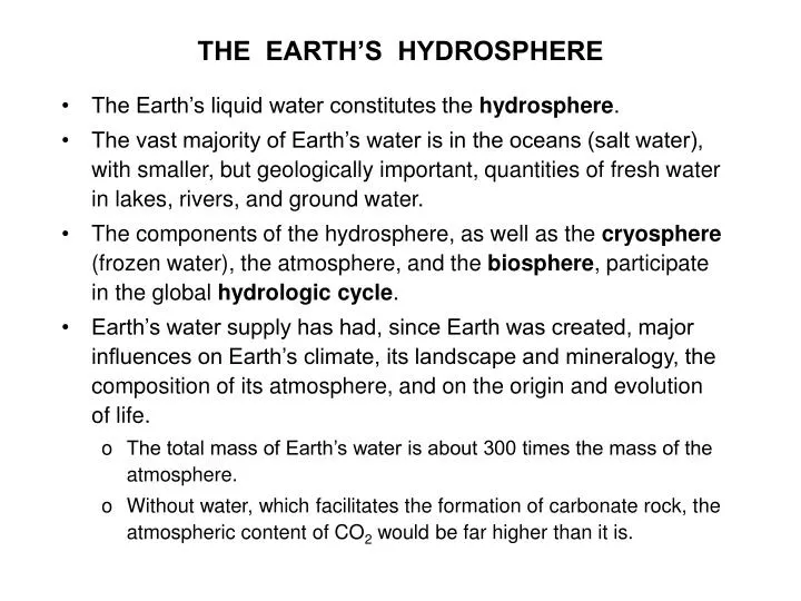 the earth s hydrosphere