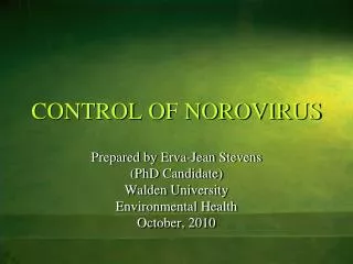 CONTROL OF NOROVIRUS
