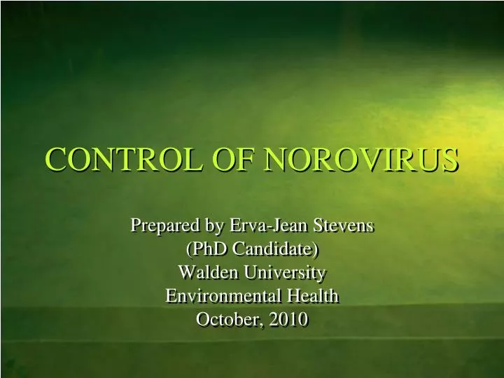 control of norovirus